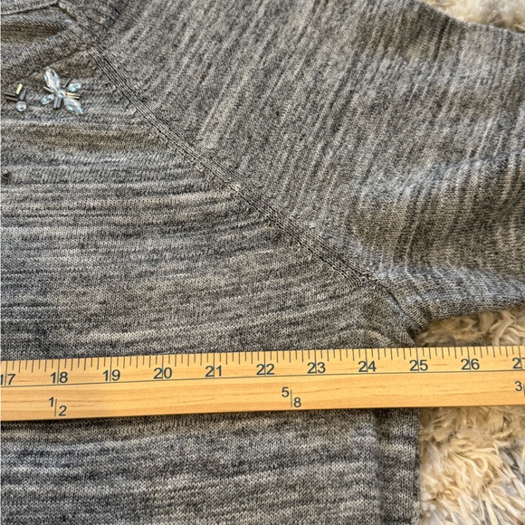 Torrid Womens 3X Gray Marled Sweater Embellished Neckline Cotton Blend Top - Picture 6 of 7